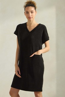 Women's Corduroy V Neck Short Sleeve Dress style 3