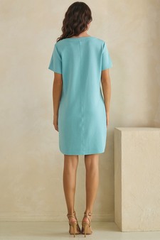 ETA 05/15/26 - Thin Modal Scuba Front Button Accent Short Sleeve Dress style 2
