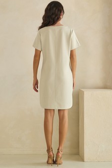 ETA 05/15/26 - Thin Modal Scuba Front Button Accent Short Sleeve Dress style 2