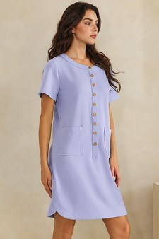 Thin Modal Scuba Front Button Accent Short Sleeve Dress style 3