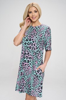 Lady's T-Shirt Leopard Print Dress