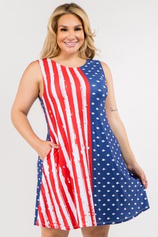 Women's A-line USA Tank Dress with Pockets