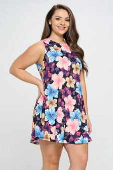 Women’s Assorted Hibiscus Sleeveless Dress style 2