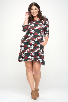 Women's Cardinal Red Camo Print A- Line Dress style 5