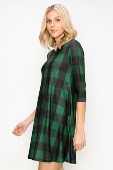 Women’s Emerald Surplice Plaid A-Line Christmas Dress With Pockets style 2