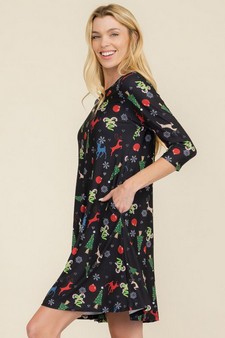 Women’s Night Before Christmas Print Dress style 2