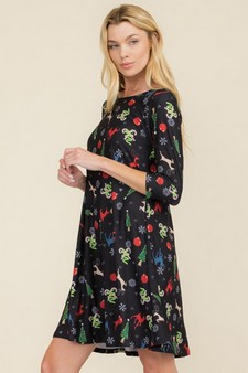 Women’s Night Before Christmas Print Dress style 4