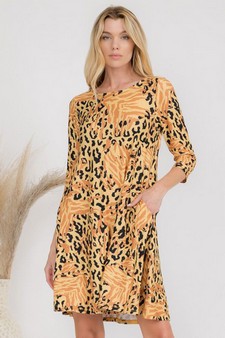 Women’s Golden Shades Mixed Animal Print Dress
