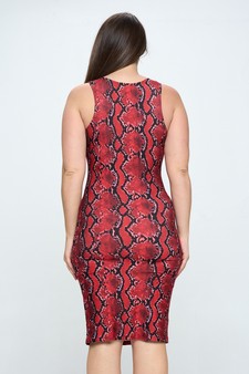 Women’s Scarlet Snakeskin Midi Bodycon Dress style 3