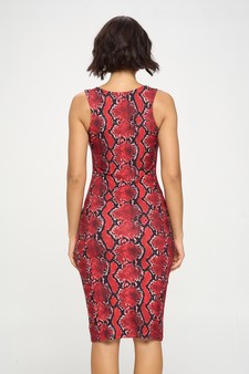 Women’s Scarlet Snakeskin Midi Bodycon Dress style 3