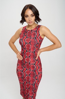 Women’s Scarlet Snakeskin Midi Bodycon Dress style 4