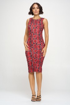 Women’s Scarlet Snakeskin Midi Bodycon Dress style 5