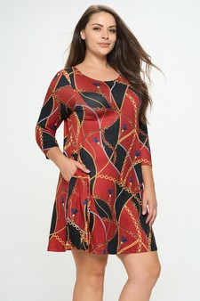 Women’s Tassel and Chains Print A-Line Dress style 2