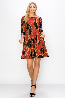 Women’s Tassel and Chains Print A-Line Dress style 4