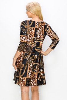 Women’s Chain Link Printed A-line Dress style 3