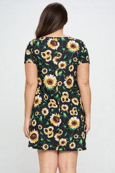 Women’s It’s Raining Sunflowers Short Sleeve Dress (XL only) style 3