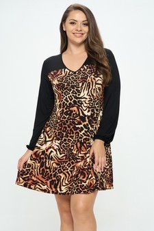 Women’s Striped Leopard Printed Dress