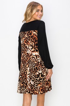 Women’s Striped Leopard Printed Dress style 3