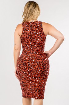 Women's Bright Cheetah Midi Bodycon Tank Dress style 3