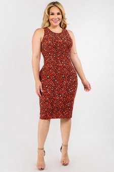 Women's Bright Cheetah Midi Bodycon Tank Dress style 4