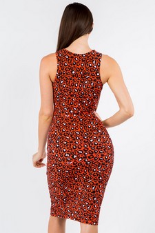 Women's Bright Cheetah Midi Bodycon Tank Dress style 3