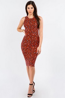 Women's Bright Cheetah Midi Bodycon Tank Dress style 4