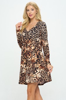 Women’s Sweet Buttons Long Sleeve A-line Dress style 2