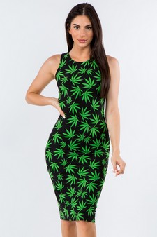 Women’s Marijuana Leaf Bodycon Dress