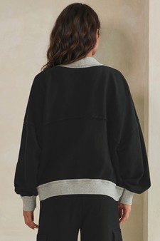 ETA 07/10/26 Relaxed Soft Cotton Contrast Trim Open Front Jacket style 2