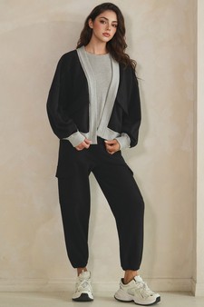 ETA 07/10/26 Relaxed Soft Cotton Contrast Trim Open Front Jacket style 5