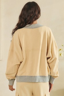 ETA 07/10/26 Relaxed Soft Cotton Contrast Trim Open Front Jacket style 2