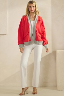 ETA 06/25/26 Relaxed Soft Cotton Contrast Trim Open Front Jacket style 5