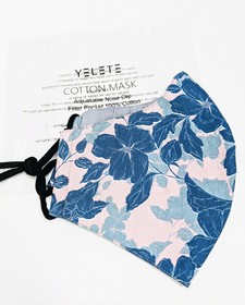 Floral Motif Triple Layer Cloth Face Mask for Adults