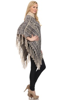 Women's Turtleneck Heather Knit Poncho style 3