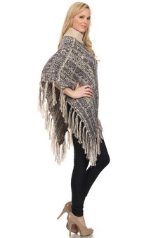 Women's Turtleneck Heather Knit Poncho style 5