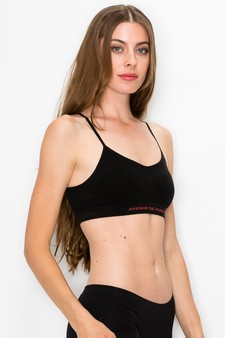 WOMENS BLACK SEAMLESS COTTON SPORTS BRA S/M style 2