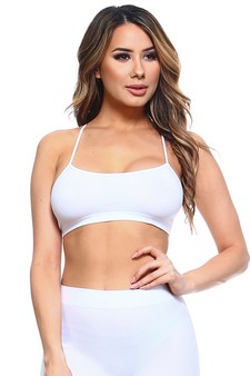 WOMENS WHITE COTTON SPORTS BRA S/M style 2