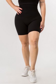 High Waist Compression Biker Shorts with French Terry Lining