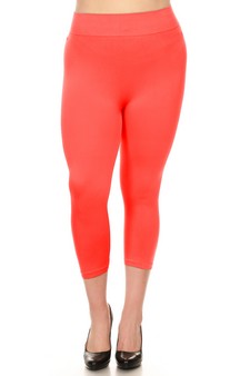 Lady's Solid Color Seamless Capri Legging style 2