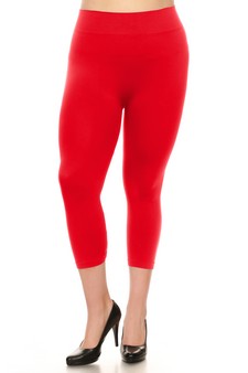 Lady's Solid Color Seamless Capri Legging style 2