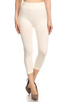 Lady's Solid Color Seamless Capri Legging style 2