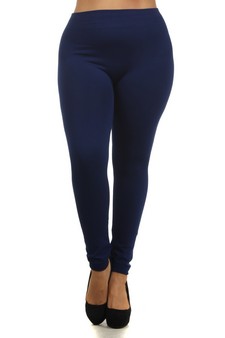 Plus Size Solid Color Seamless Fleece Lined Legging