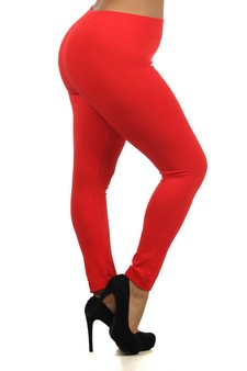 Plus Size Solid Color Seamless Fleece Lined Leggings