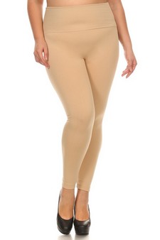 Plus Size High Waisted Seamless Fleece Tights with Tummy Control
