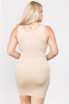 Women's Seamless Long Tank Slip Dress Ivory Color style 3