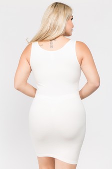 Women's Seamless Long Tank Slip Dress White Color style 4