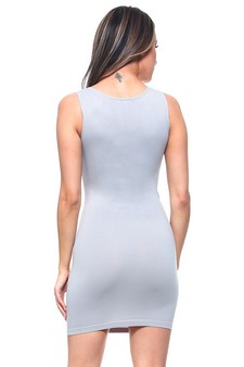 Women's Seamless Long Tank Slip Dress Grey Color style 3