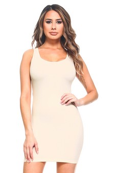 Women's Seamless Long Tank Slip Dress Ivory Color style 2