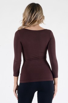 Lady's Seamless Long Sleeve Scoop Neck Top style 4