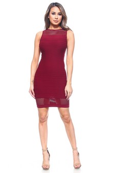 Women's High Neck Fishnet Sleeveless Bodycon Dress style 4